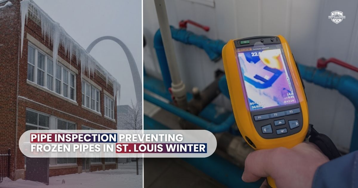 Pipe Inspection Preventing Frozen Pipes in St. Louis Winter Pipe inspection using thermal imaging to prevent frozen pipes during St. Louis winter in commercial and residential properties.